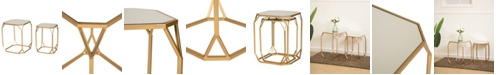 Glitzhome Metal with Glass Gold-Tone Accent Table, Set of 2